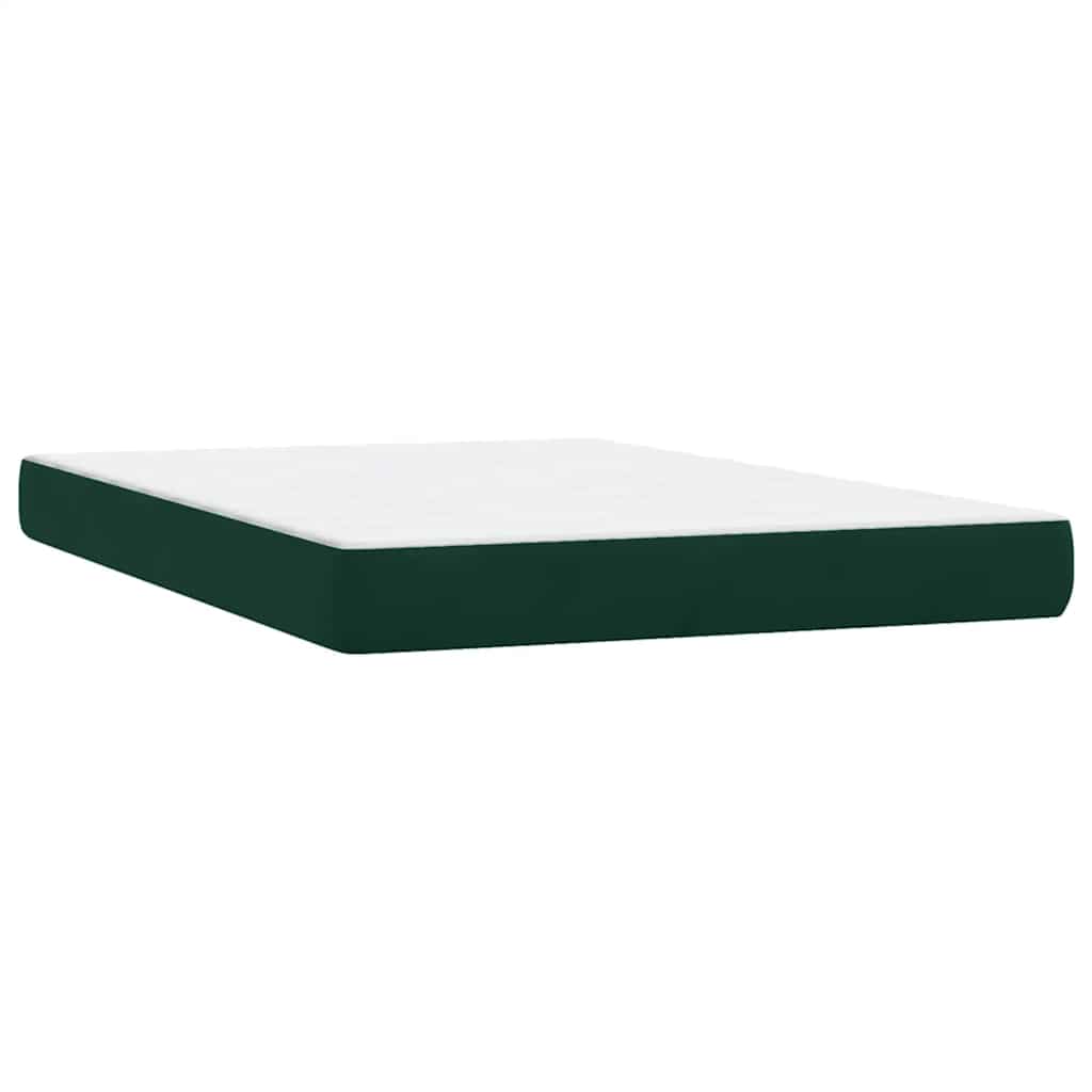 Sötétzöld bársony rugós és LED-es ágy matraccal 160x220 cm 8