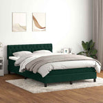 Sötétzöld bársony rugós és LED-es ágy matraccal 160x220 cm