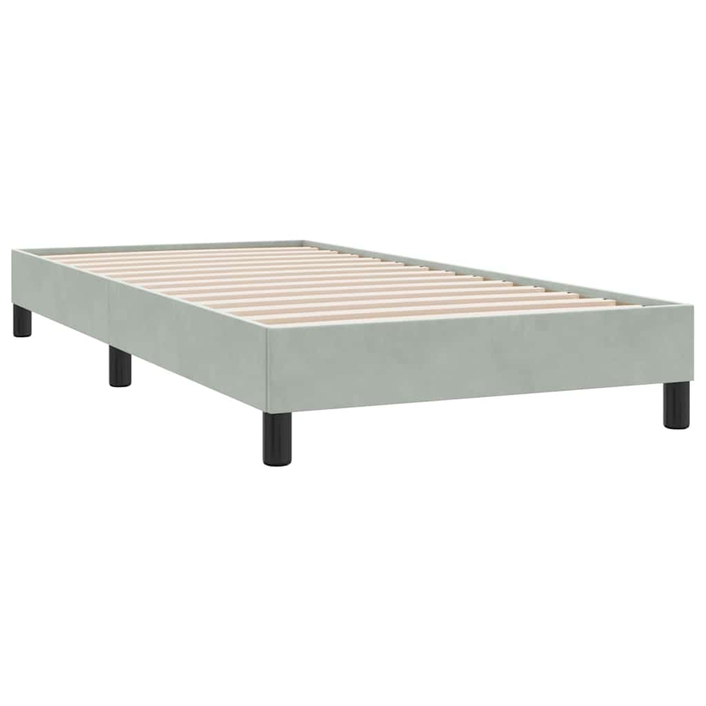 Világosszürke bársony rugós ágy matraccal 80x210 cm 5