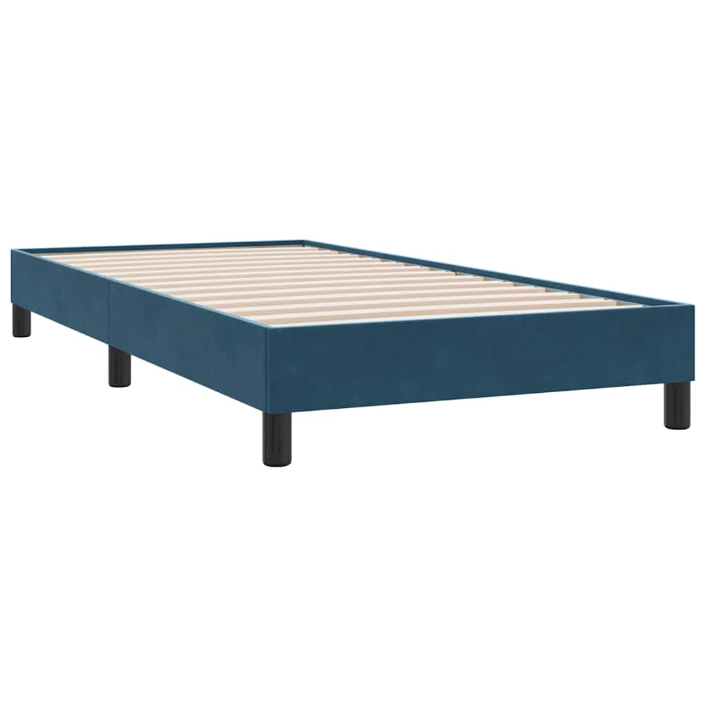 Sötétkék bársony rugós ágy matraccal 100x210 cm 5