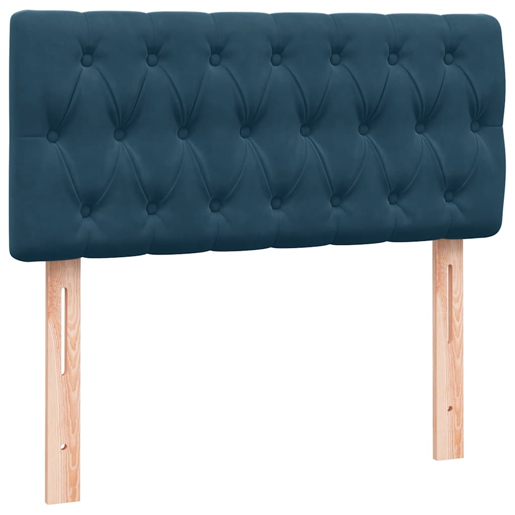 Sötétkék bársony rugós ágy matraccal 100x210 cm 8
