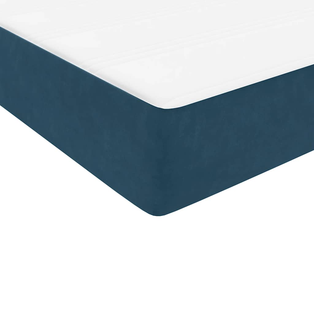 Sötétkék bársony rugós ágy matraccal 100x210 cm 9
