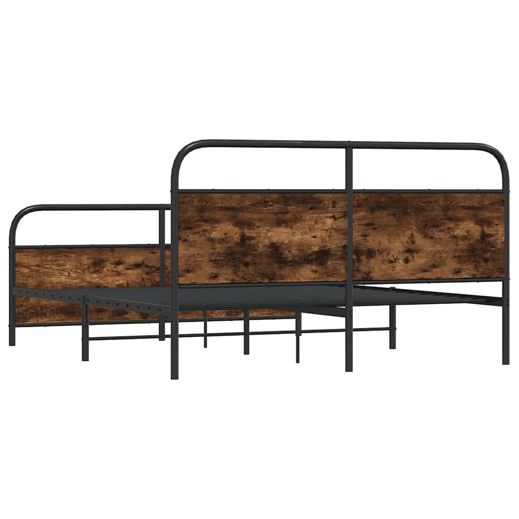 Füstös tölgy színű fém ágykeret matrac nélkül 160 x 200 cm 7