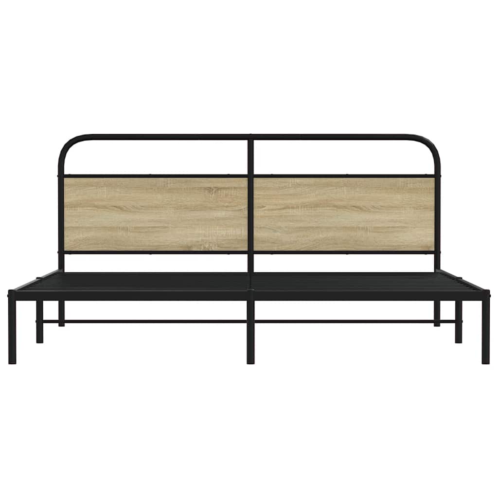 Sonoma tölgy színű fém ágykeret matrac nélkül 200 x 200 cm 4