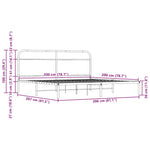 Sonoma tölgy színű fém ágykeret matrac nélkül 200 x 200 cm 8
