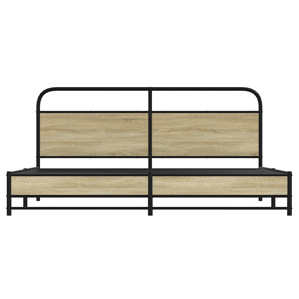 Sonoma tölgy színű fém ágykeret matrac nélkül 200 x 200 cm 5