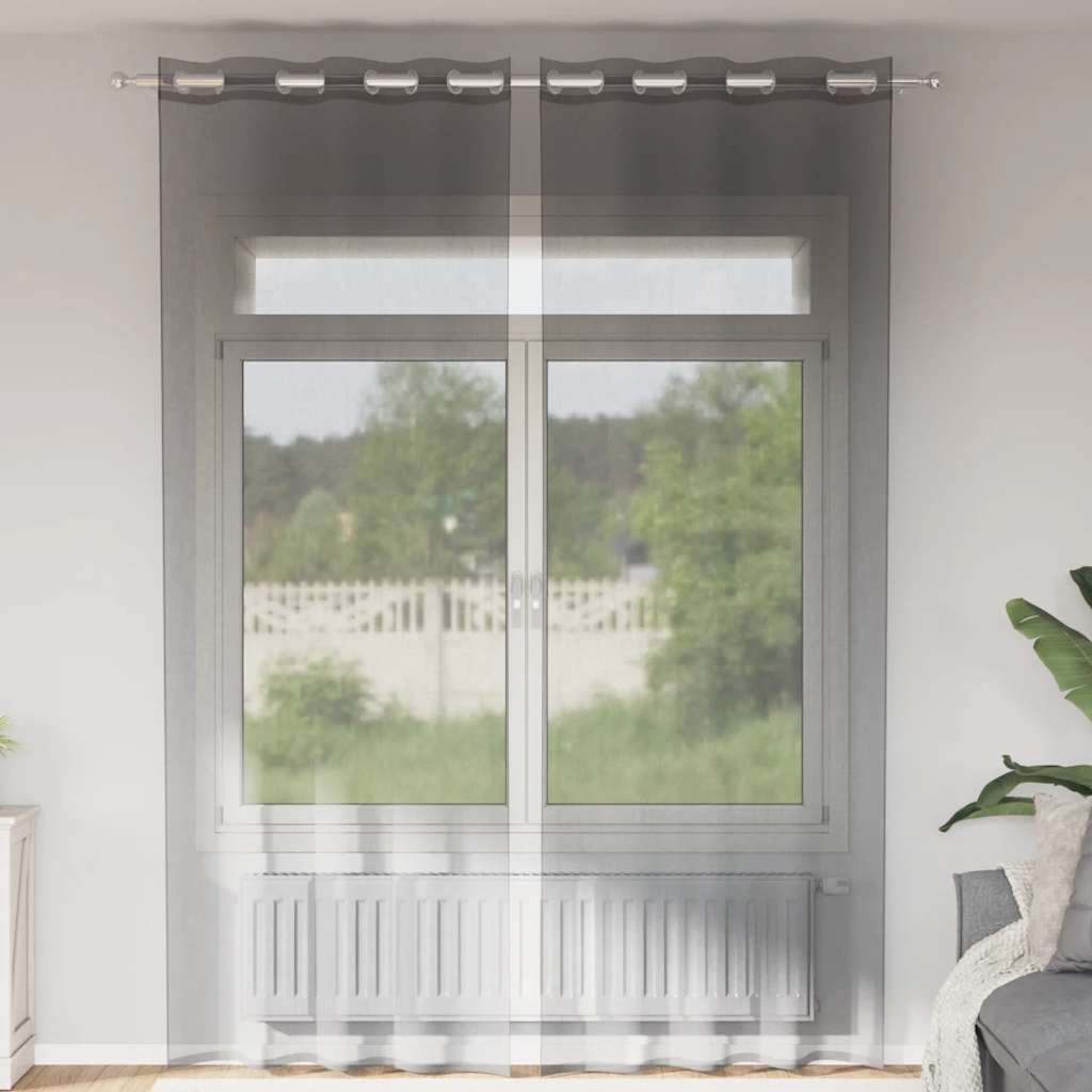 2 db sötétszürke fátyolfüggönyök rojtokkal 140x260 cm