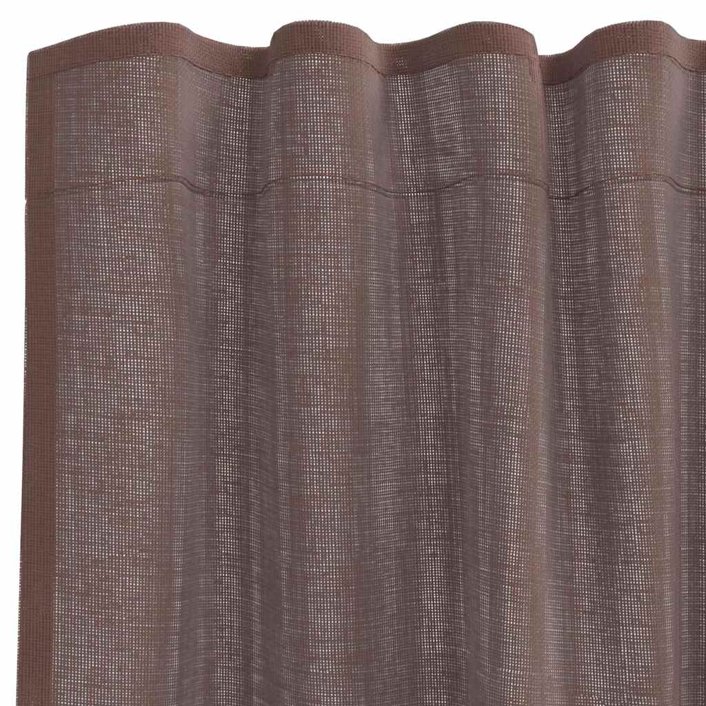 2 db barna voile függönyök rúd zsebekkel 5
