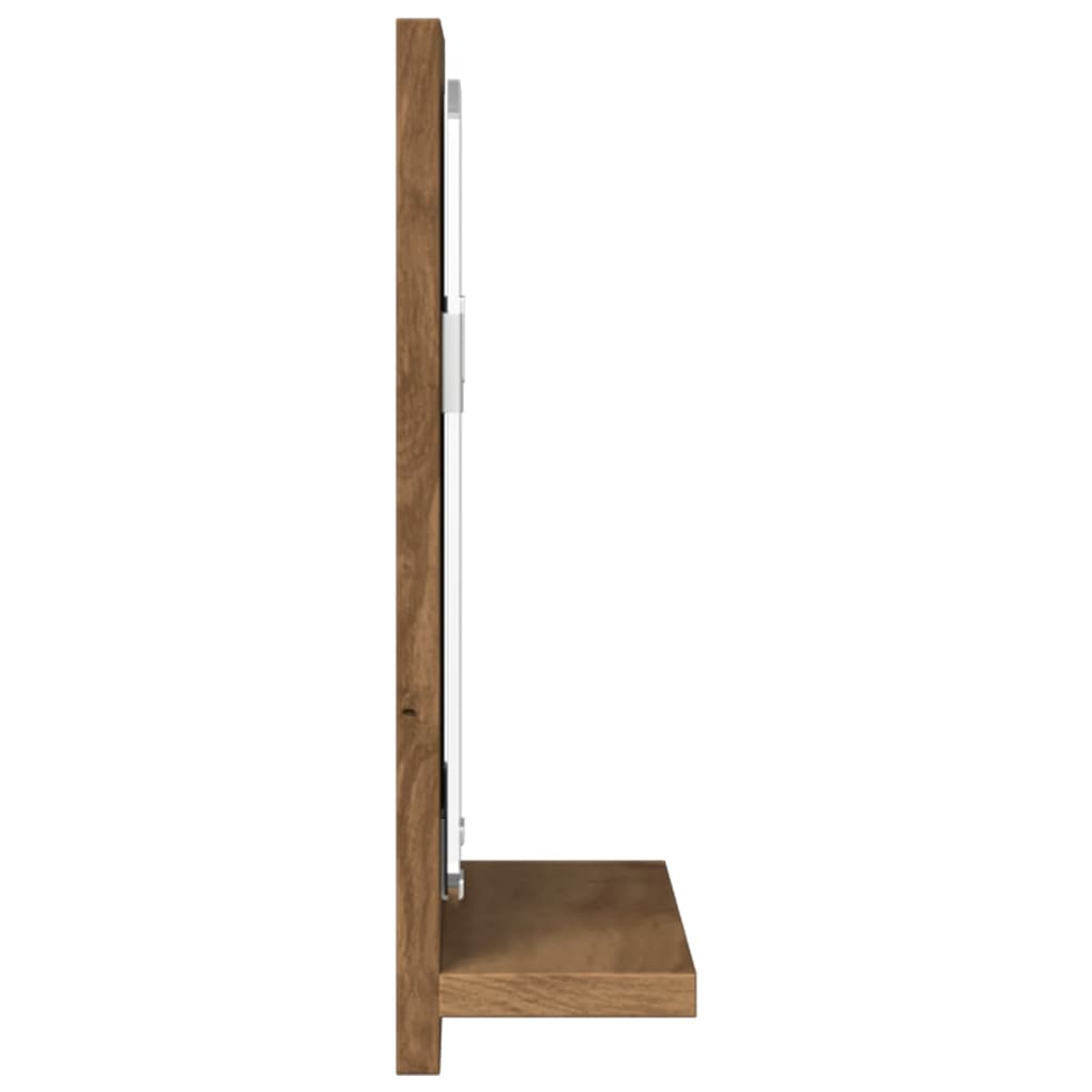 Kézműves tölgy szerelt fa tükrös fürdőszobaszekrény 40x11x37 cm 5