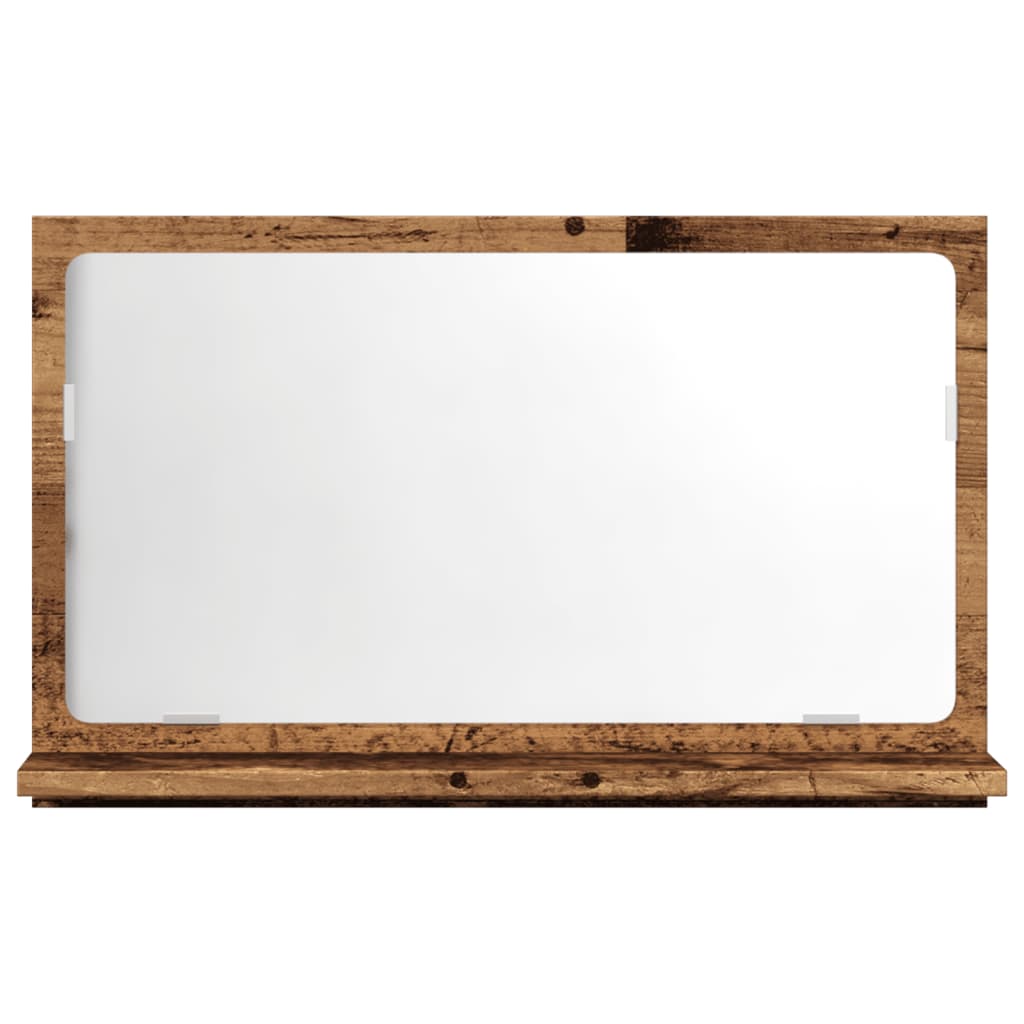 Antik fa színű szerelt fa tükrös fürdőszobaszekrény 60x11x37 cm 4