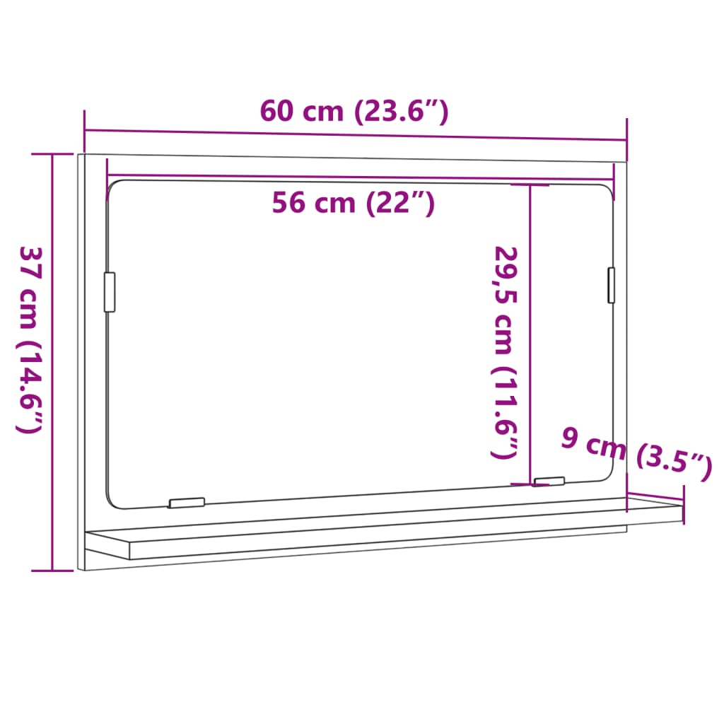 Antik fa színű szerelt fa tükrös fürdőszobaszekrény 60x11x37 cm 9