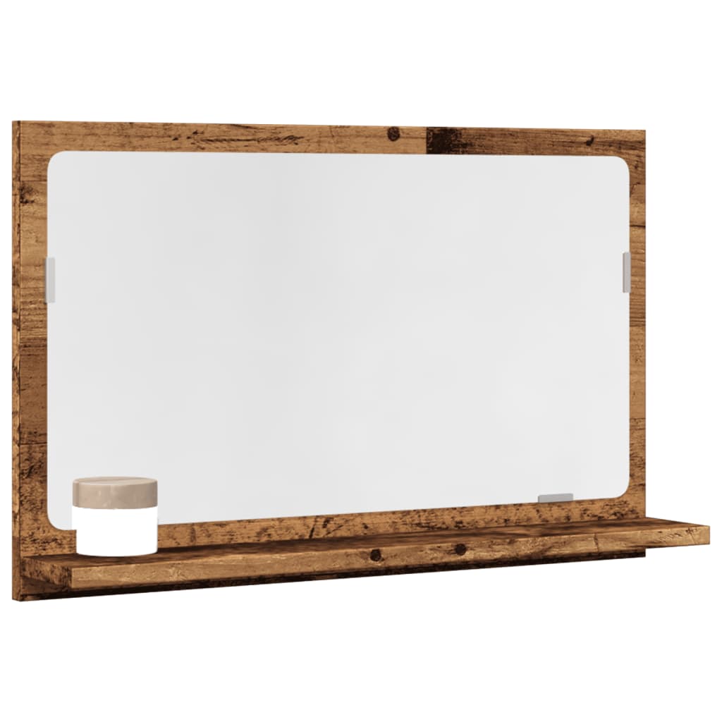 Antik fa színű szerelt fa tükrös fürdőszobaszekrény 60x11x37 cm