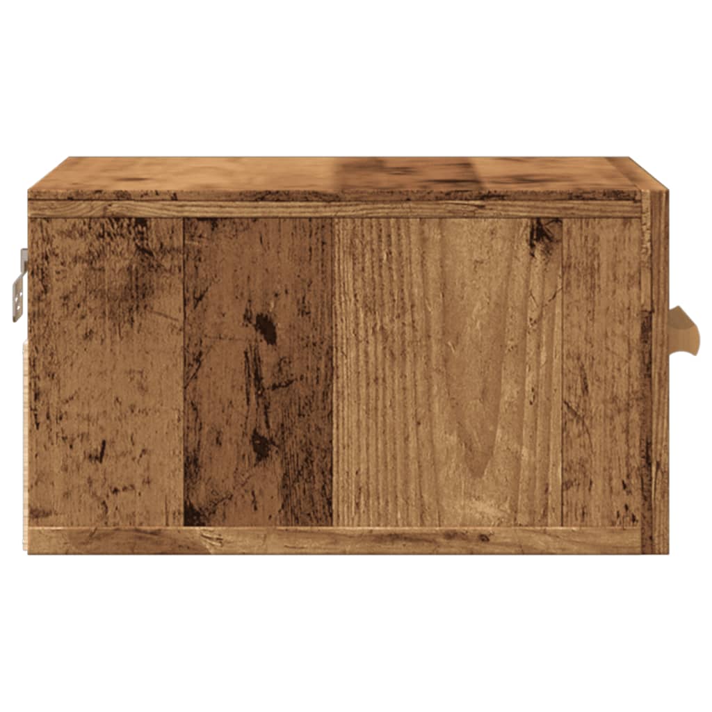 Antik fa színű falra szerelhető éjjeliszekrény 35x35x20 cm 7