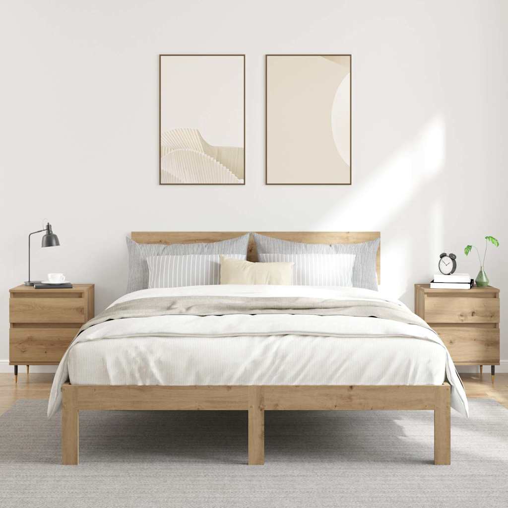 2 db kézműves tölgy színű éjjeliszekrény 40 x 35 x 50 cm