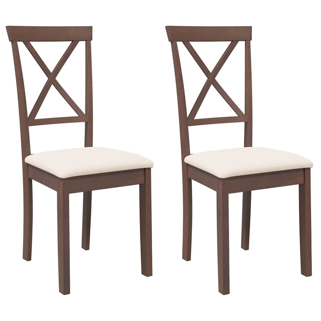 2 db barna tömörfa gumiból készült étkezőszékek párnákkal 2
