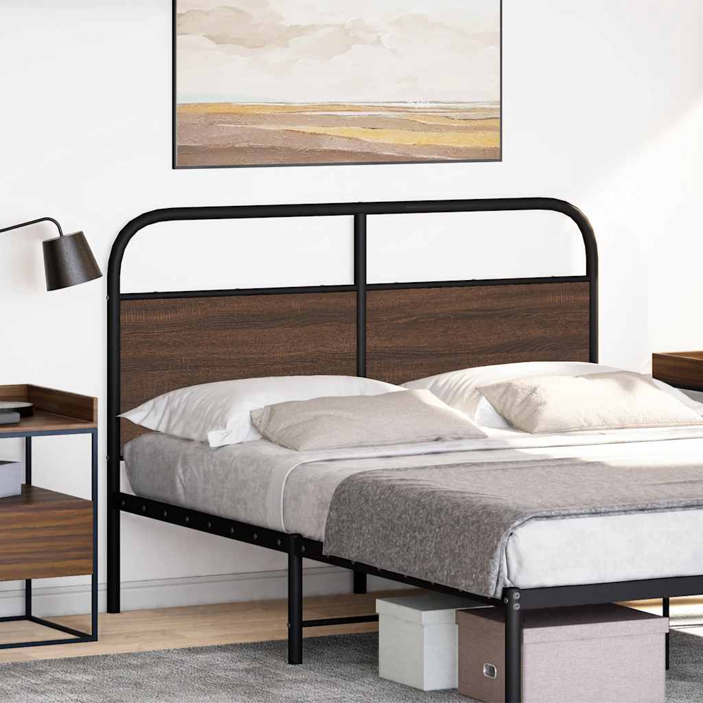 Barna tölgy színű acél és szerelt fa csere fejtámla 140 cm 2