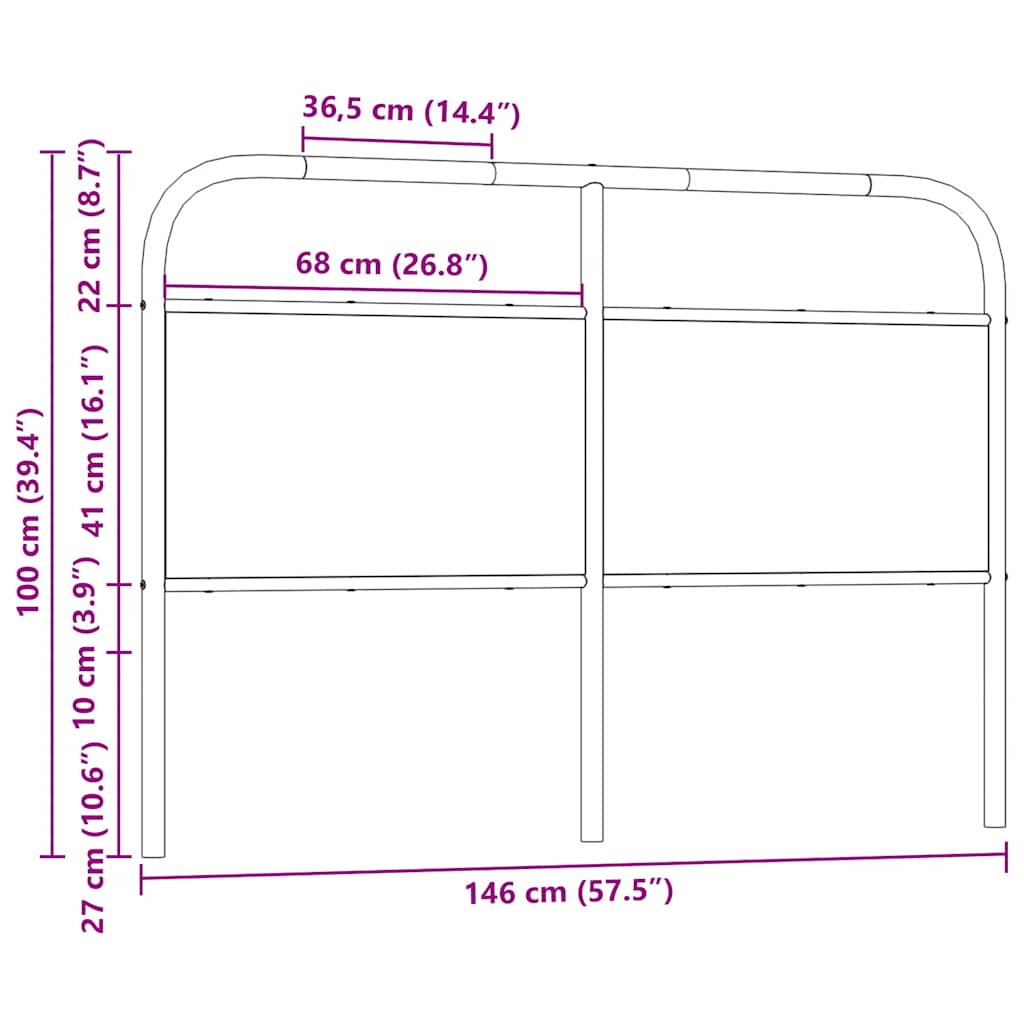 Barna tölgy színű acél és szerelt fa csere fejtámla 140 cm 7