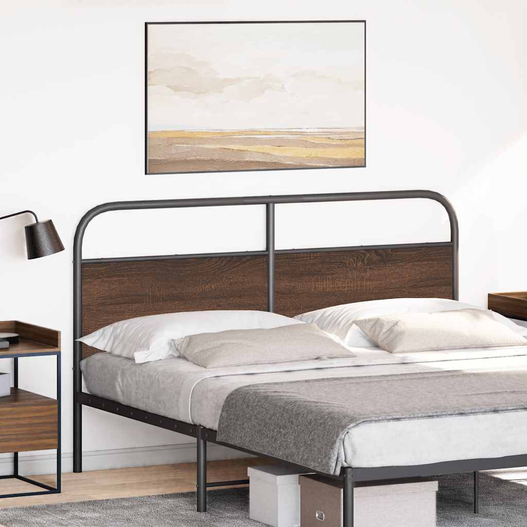 Barna tölgy színű acél és szerelt fa csere fejtámla 160 cm 2