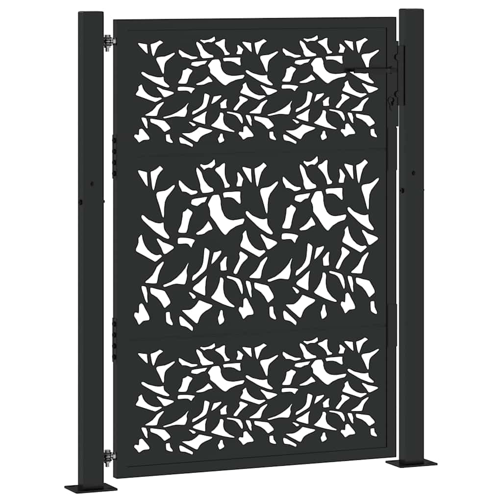Fekete kerti kapu 100x125 cm acéllevél mintával 2