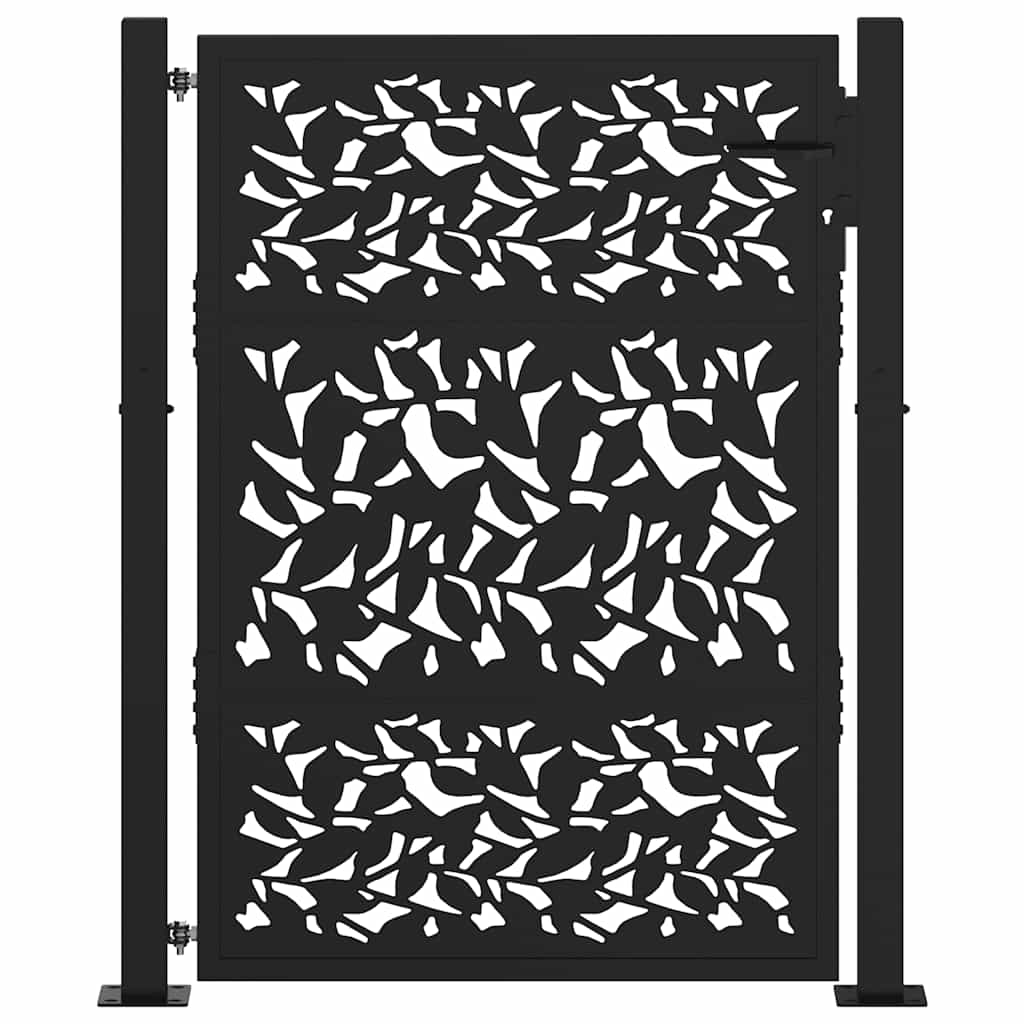 Fekete kerti kapu 100x125 cm acéllevél mintával 3