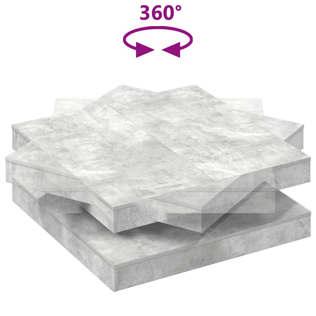 Betonszürke dohányzóasztal 360 fokban forgatható 90x90x34,5 cm 7