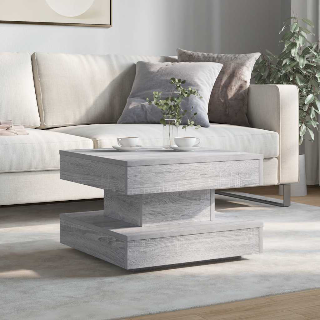 Szürke sonoma dohányzóasztal 360 fokban forgatható 50x50x34,5cm 3