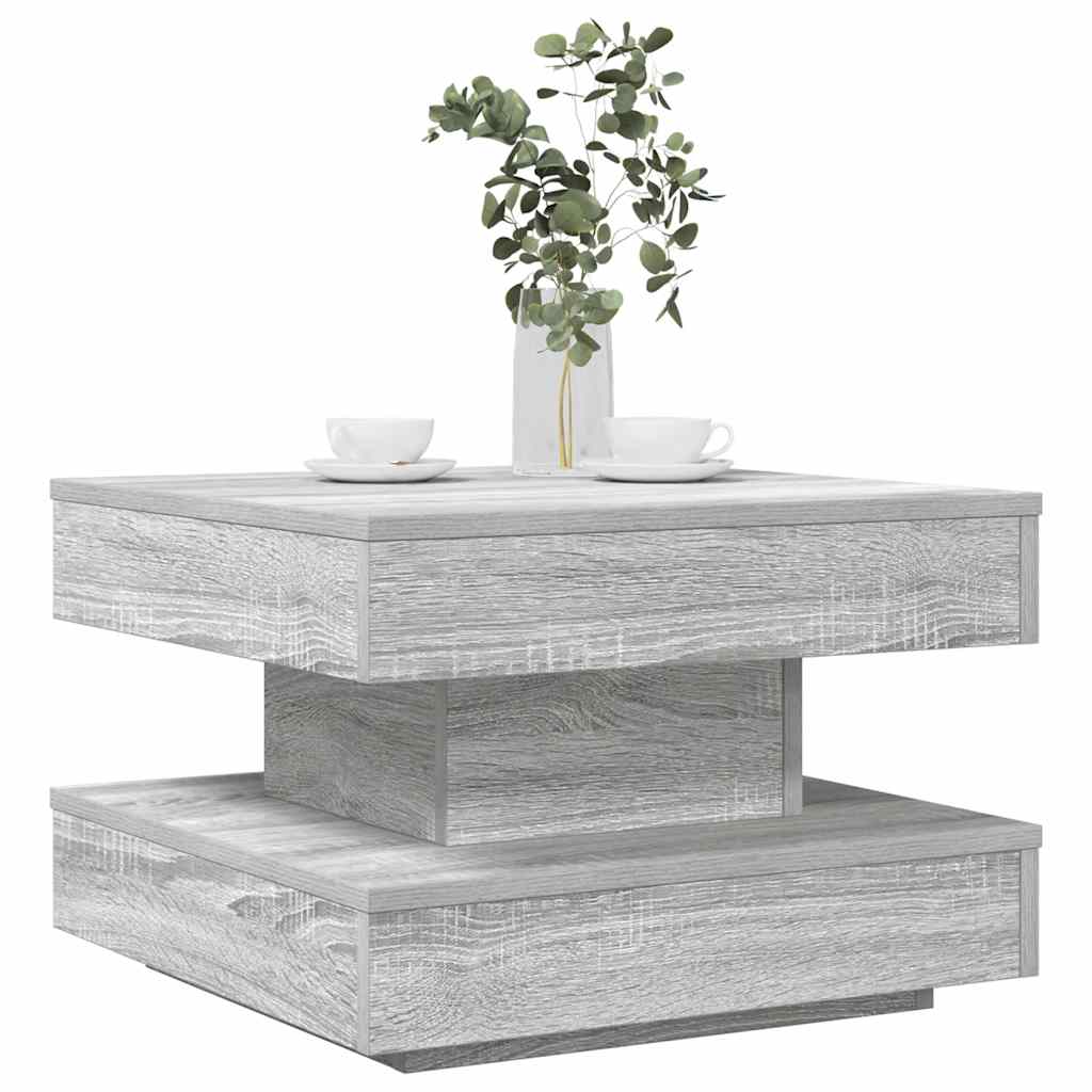 Szürke sonoma dohányzóasztal 360 fokban forgatható 50x50x34,5cm
