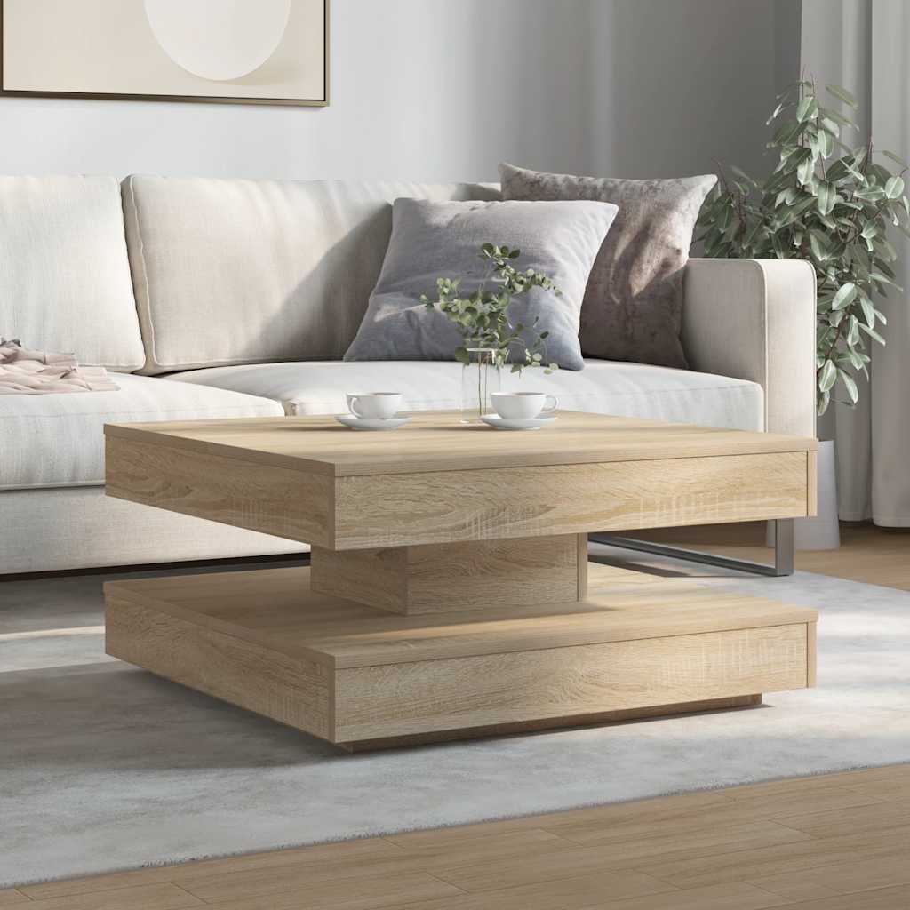 Sonoma tölgy dohányzóasztal 360 fokban forgatható 70x70x34,5 cm 3