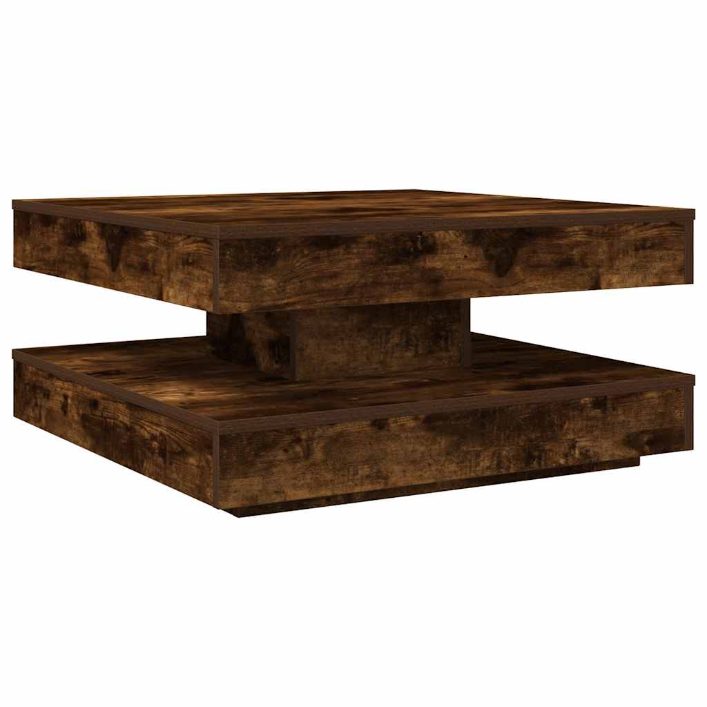 Füstös tölgy dohányzóasztal 360 fokban forgatható 70x70x34,5 cm 2