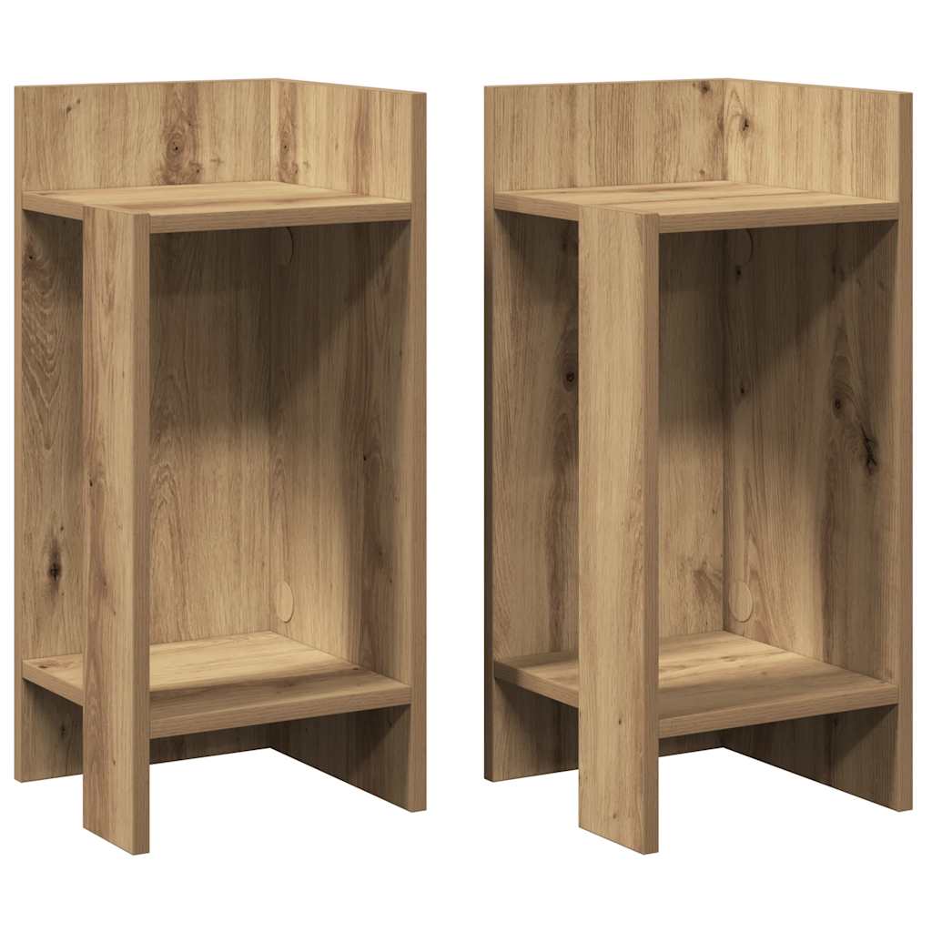 2 db kézműves tölgyszínű kisasztal polccal 25,5 x 27 x 60 cm 2
