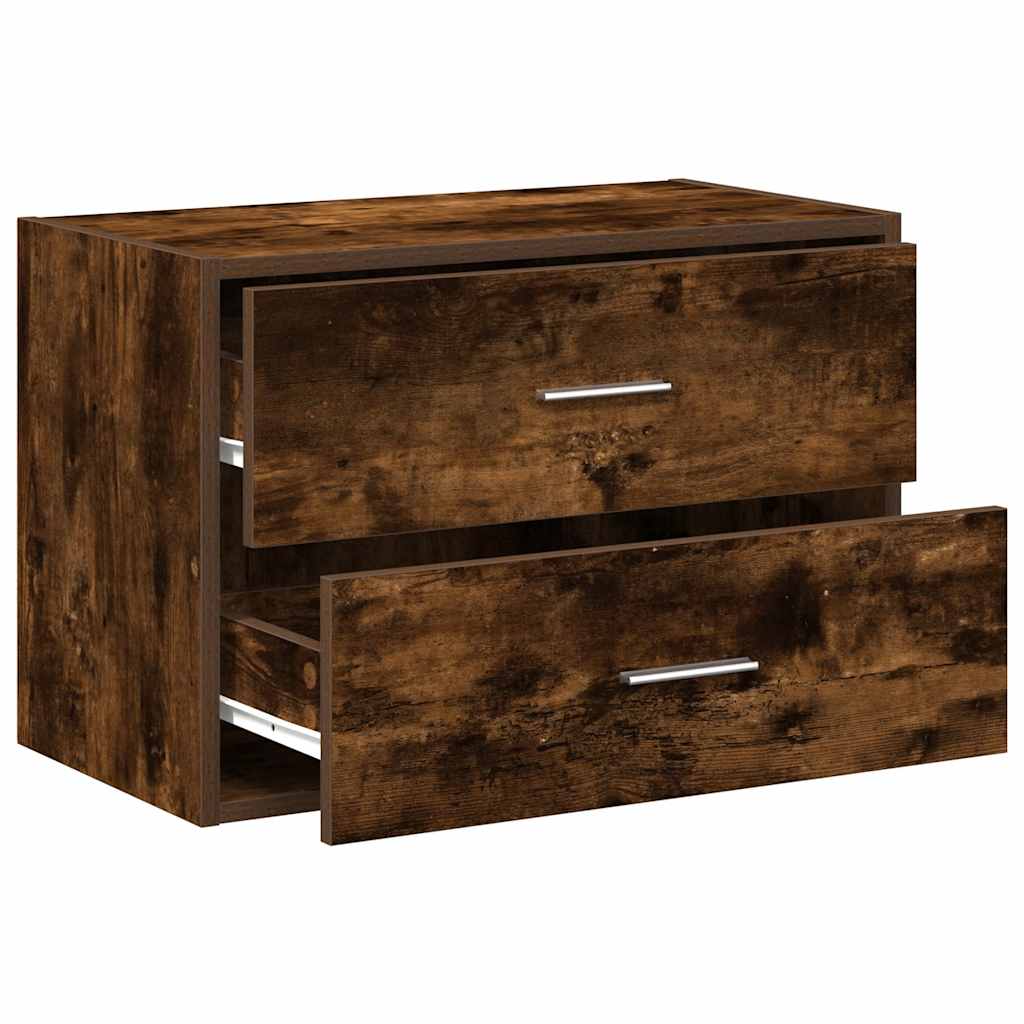 Szekrény 2 fiókkal füstölt tölgy 60x31x40 cm gépi forgácsolt fa 5
