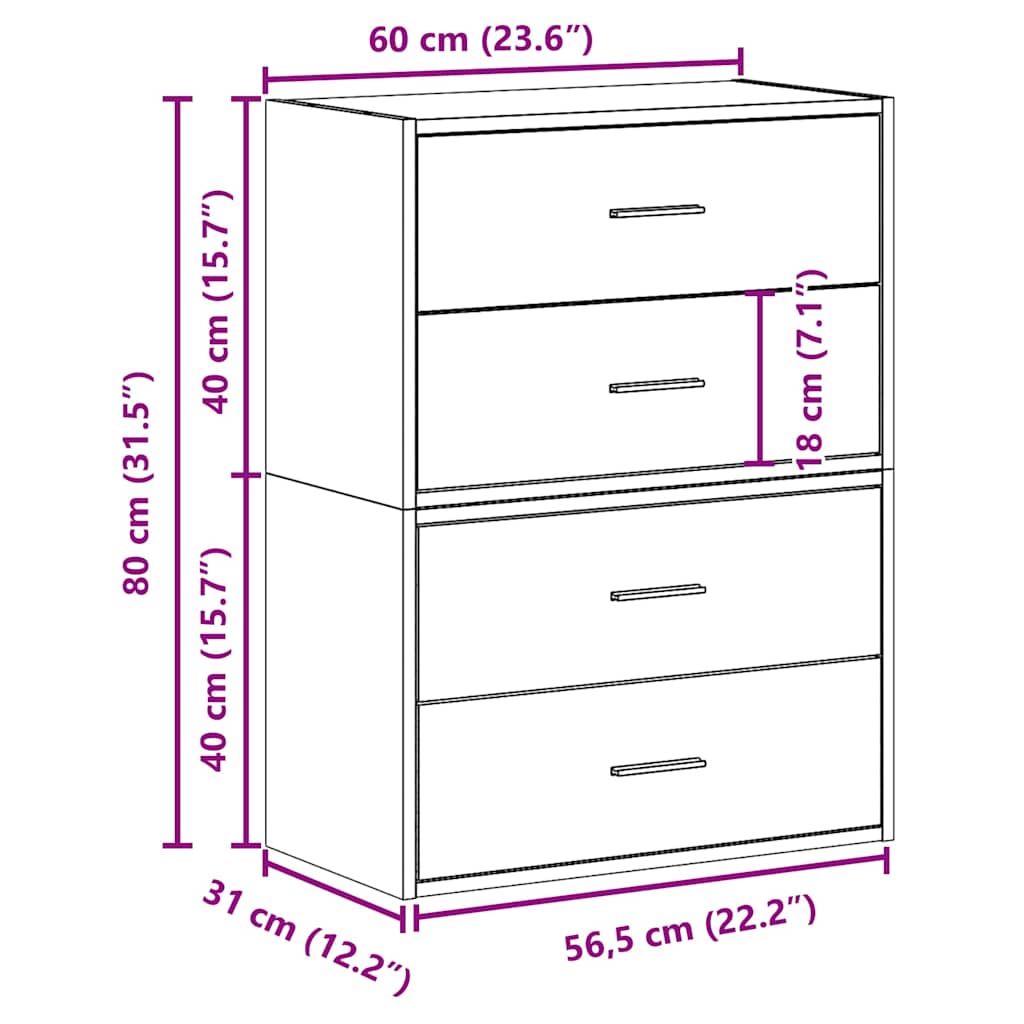 2 db antik fa szerelt fa szekrény 4 fiókkal 60 x 31 x 40 cm 10