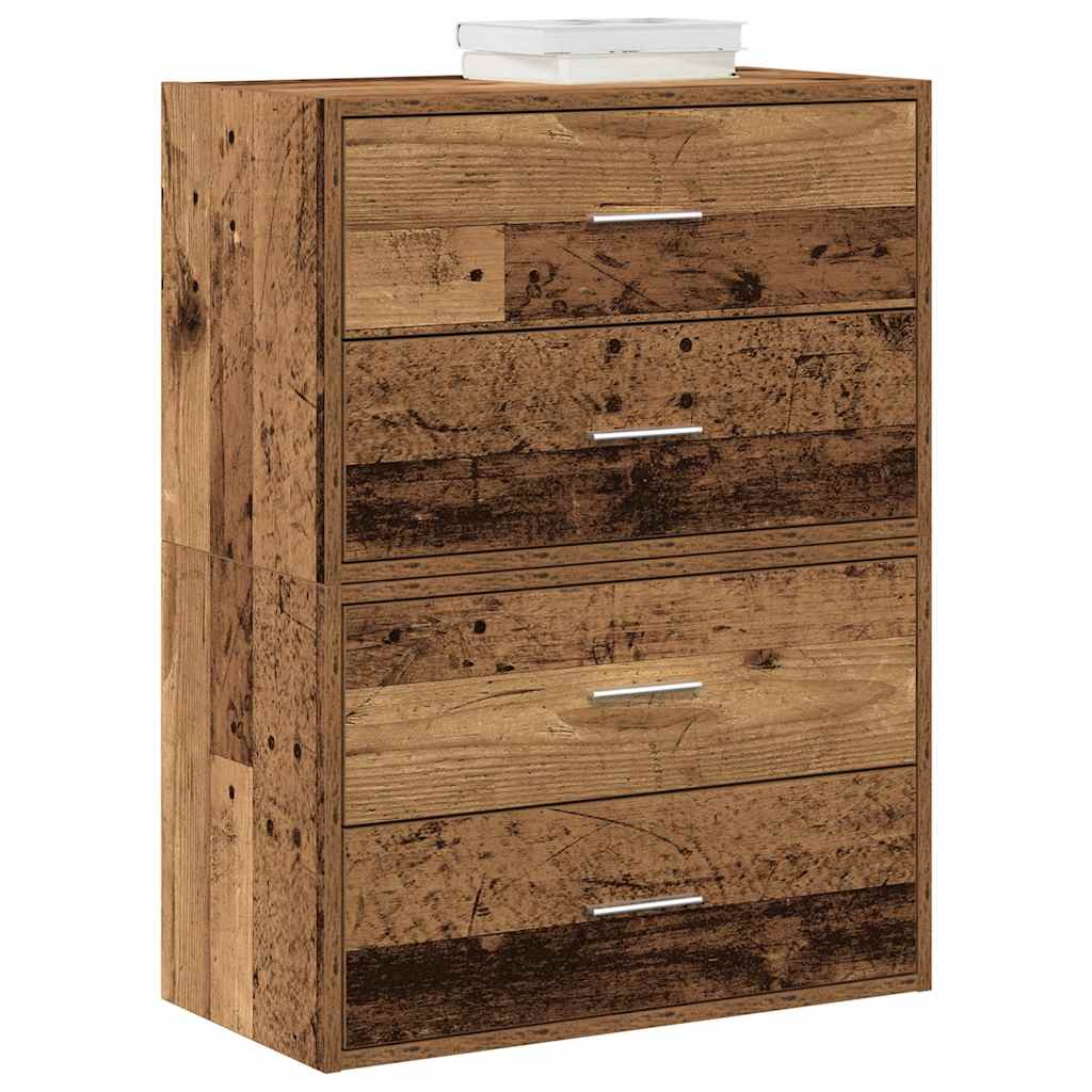 2 db antik fa szerelt fa szekrény 4 fiókkal 60 x 31 x 40 cm