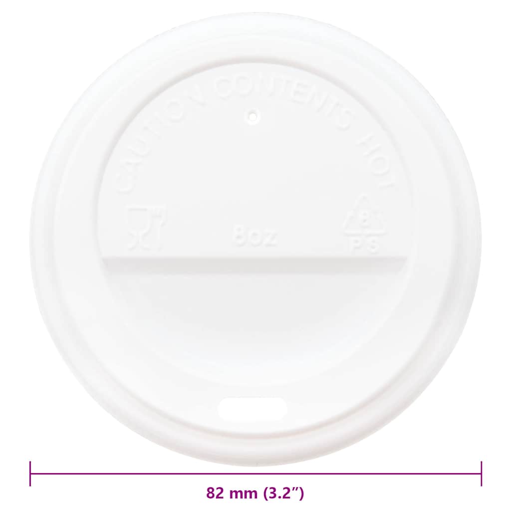 Papír kávéscsésze fedelek Ø80 mm 8oz 1000 db Fehér műanyag 6