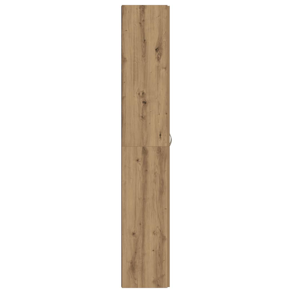 Kézműves tölgy színű szerelt fa magasszekrény 60 x 32 x 190 cm 4