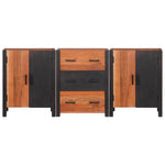 Széf 3 db Barna 55 x 30 x 75 cm Tömör Akácfa 6