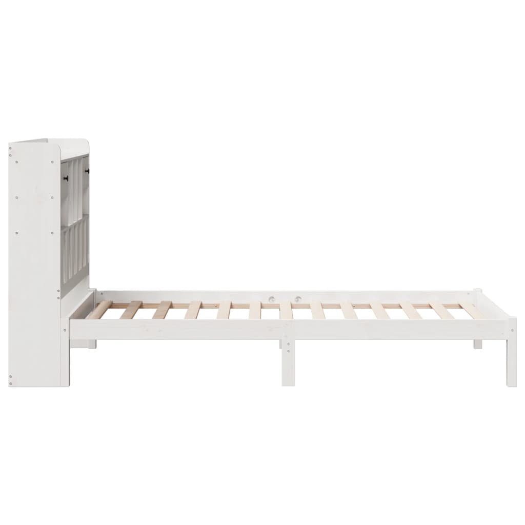 Fehér tömör fenyőfa könyvespolcos ágy matrac nélkül 75 x 190 cm 7