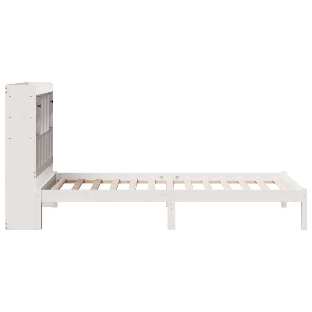 Fehér tömör fenyőfa könyvespolcos ágy matrac nélkül 90 x 190 cm 7