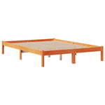 Barna tömör fenyőfa könyvespolcos ágy matrac nélkül 150 x 200cm 5