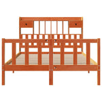 Barna tömör fenyőfa könyvespolcos ágy matrac nélkül 160 x 200cm 4