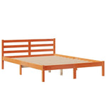 Barna tömör fenyőfa könyvespolcos ágy matrac nélkül 150 x 200cm 8