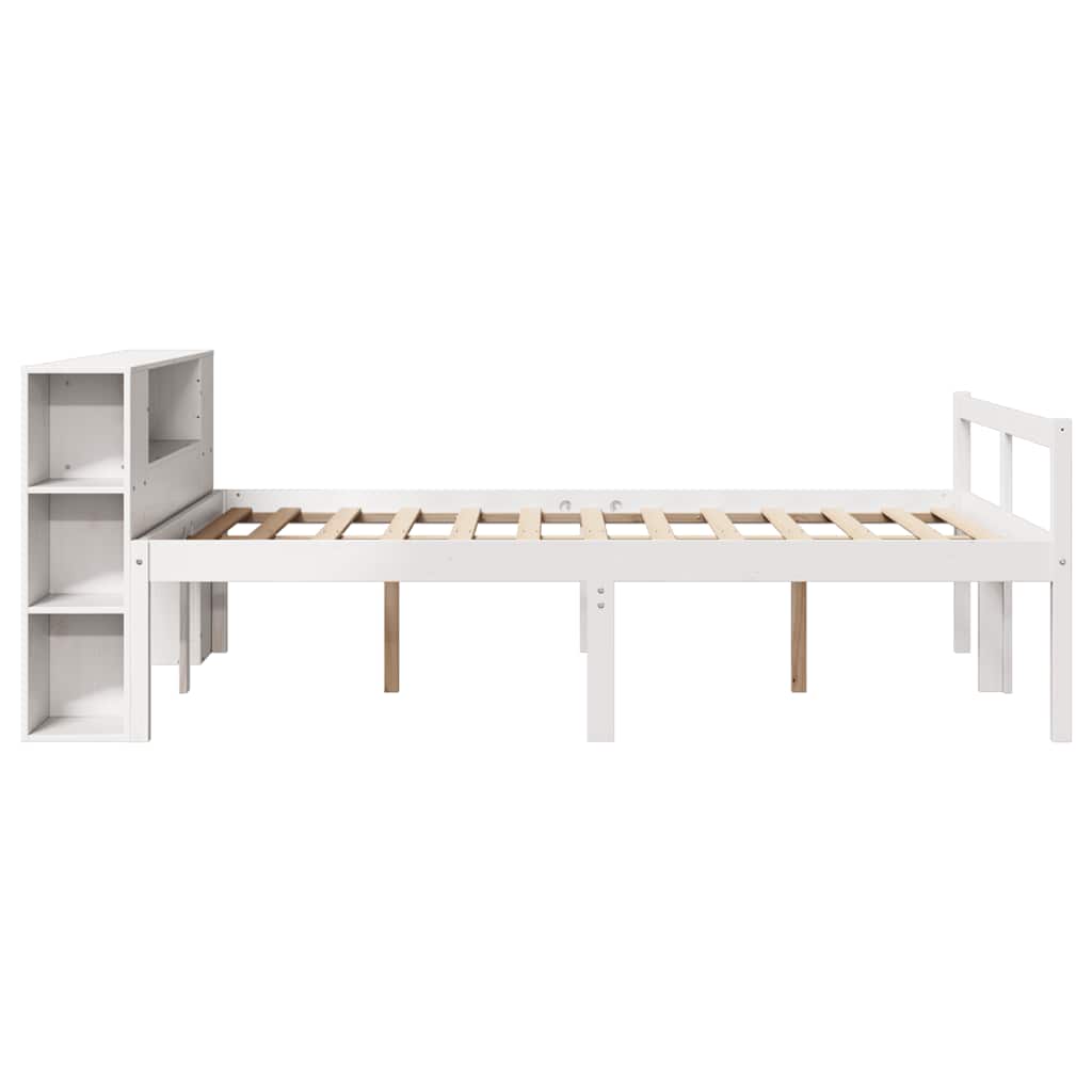 Fehér tömör fenyőfa könyvespolcos ágy matrac nélkül 160x200 cm 5
