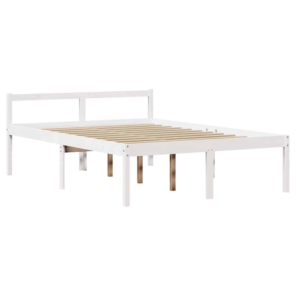 Fehér tömör fenyőfa könyvespolcos ágy matrac nélkül 160x200 cm 8