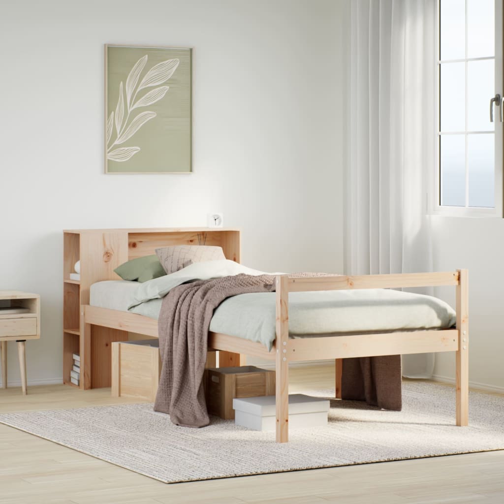 Tömör fenyőfa könyvespolcos ágy matrac nélkül 75 x 190 cm