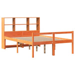 Viaszbarna tömör fa könyvespolcos ágy matrac nélkül 140 x 190cm 3