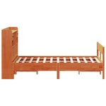 Barna tömör fenyőfa könyvespolcos ágy matrac nélkül 135 x 190cm 5