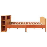 Barna tömör fenyőfa könyvespolcos ágy matrac nélkül 200 x 200cm 5