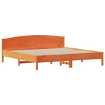 Barna tömör fenyőfa könyvespolcos ágy matrac nélkül 200 x 200cm 8