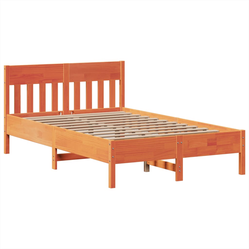 Viaszbarna tömör fenyőfa ágy matrac nélkül 135 x 190 cm 5
