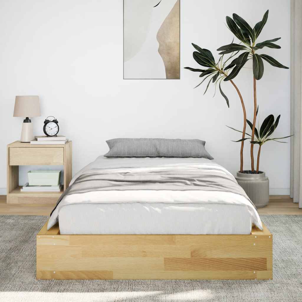 Ágykeret matrac nélkül 75x190 cm tömör fa tölgyfa 4